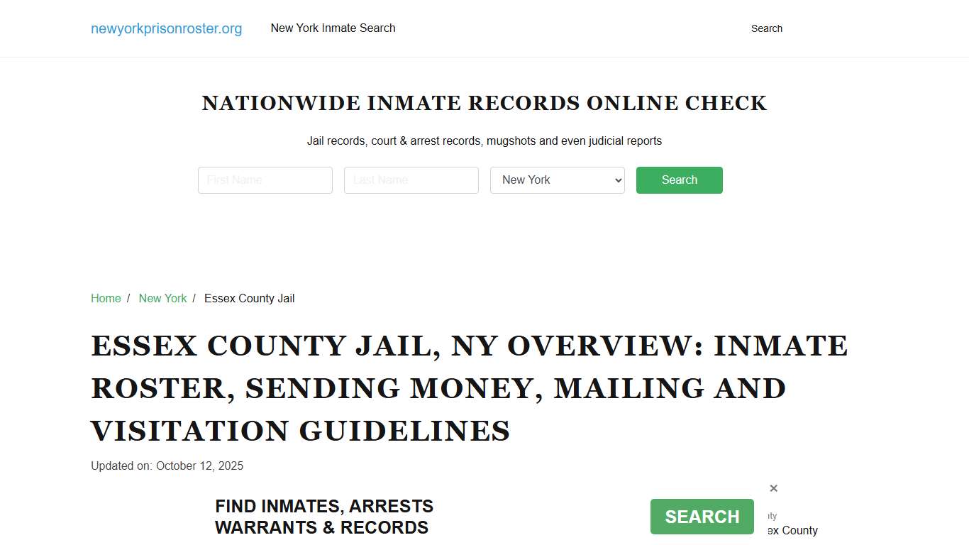 Essex County Jail, NY: Offender Search, Visitation & Contact Info